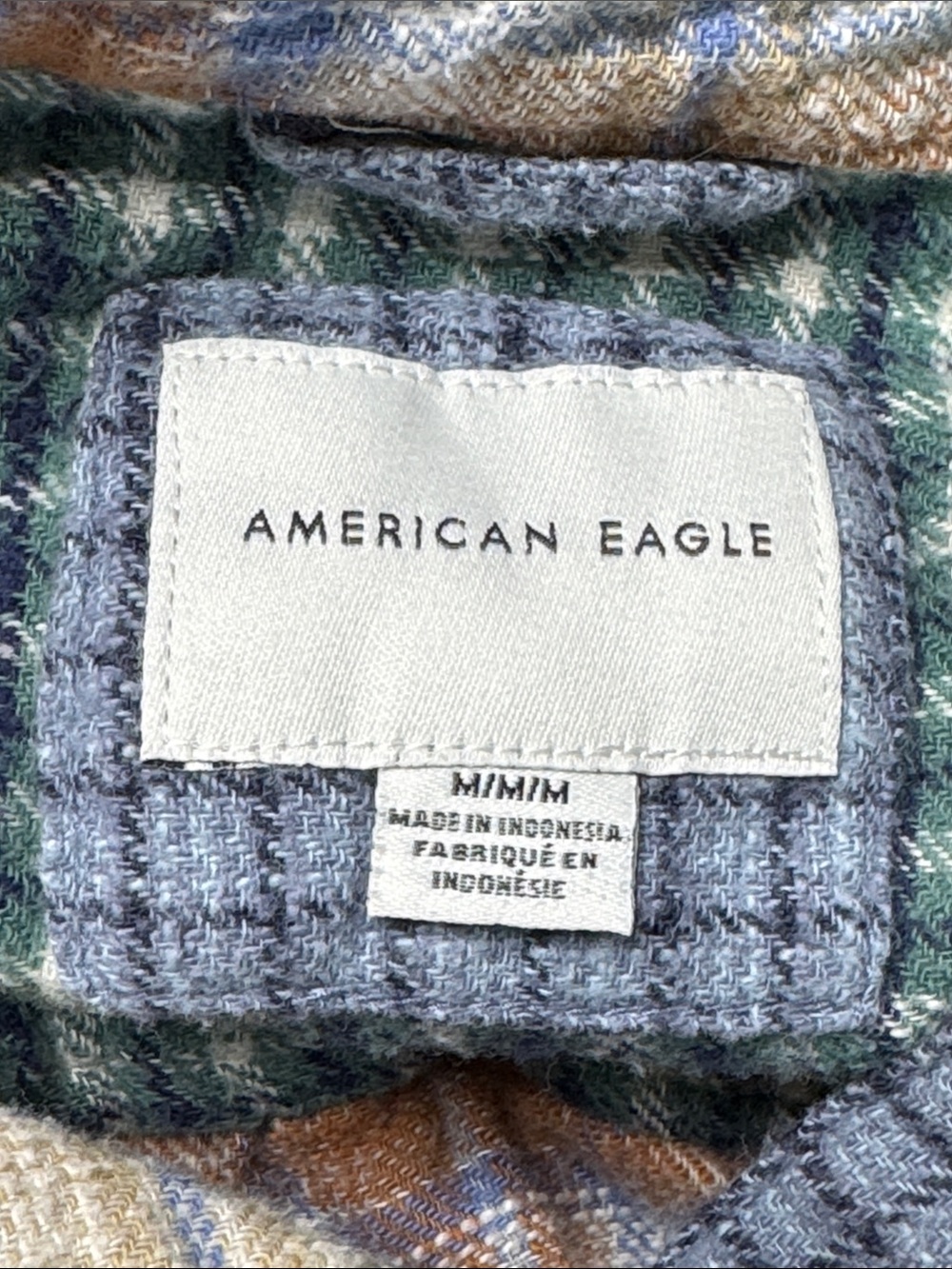 American Eagle Multi Plaid Long Sleeve Flannel Shirt Size Medium - Picture 3 of 5